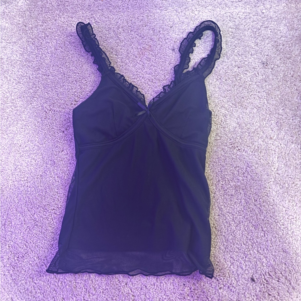 Black Ruffle Trim Camisole